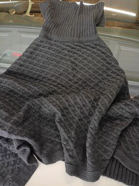 Charter Club Black Textured Ribbed Sweater